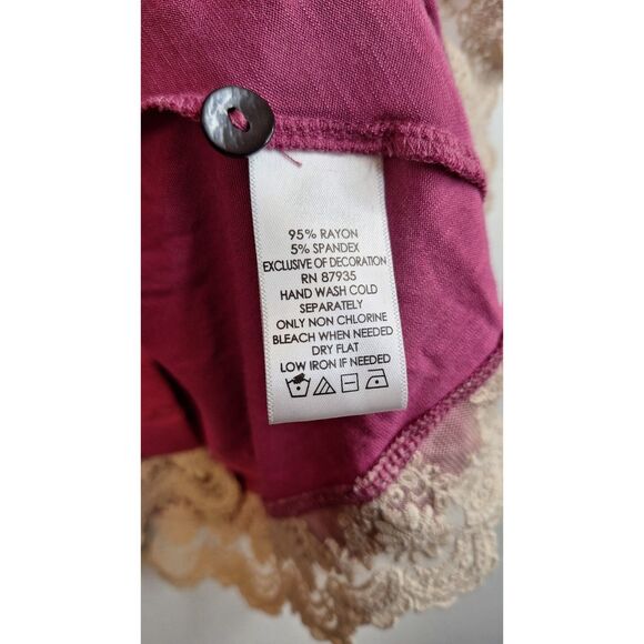 LOGO BY LORI GOLDSTEIN Women Button Front Cardigan w/Lace Trim Small Lagenlook - Picture 4 of 4